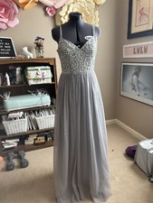 BHLDN ELOWEN DRESS- SIZE 2 Anthropology Light Grey With Embroidery And Beading