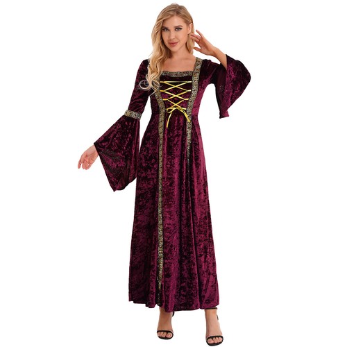 Women's 3/4 Sleeve Medieval Dress Halloween Victorian Renaissance Costumes Gowns - Picture 8 of 88