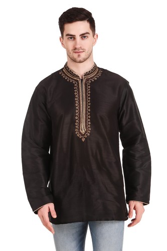 Men's Indian Dupin Embroidered Short Kurta Casual Shirt Long Sleeve Top AN790 - Picture 21 of 32
