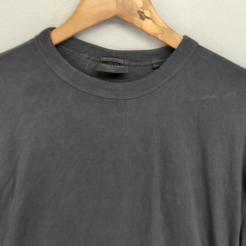 Industrie T-Shirt Shirt Cotton Short Sleeve Round Neck Basic Black Large Mens - Picture 7 of 14