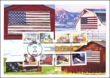 Sc. 5684-7 Flags on Barns Dragon Cards Combination FDC