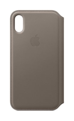 Original Apple iPhone X Leder Folio Case Cover Schutz Hülle MQRY2ZM/A Taupe OVP