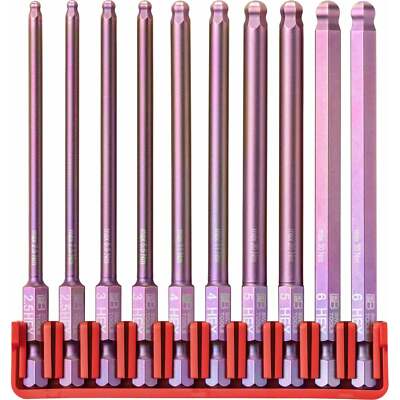 PB Swiss Tools BitBlock – 10 Lange Kugelkopf Innensechskant Bits [10x95mm], 100% Swiss Made, Für Profis & Heimwerker