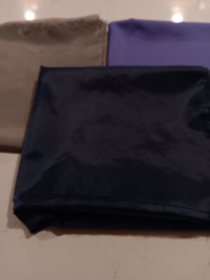 3 Cuts of Acetate Lining Fabric, Navy, Gray, Purple, Total of 4.6 Yds X 44 - 45''