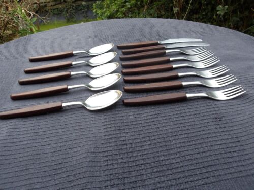 13 pezzi di posate vintage Firth Staybrite in legno lucido - Foto 6 di 20