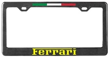 Ferrari Yellow Text Only and Italy Stripe 2 Hole Carbon Fiber Lic Plate Frame