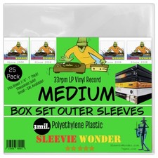 Medium Box Set Sleeves 3mil No Flap 25 Vinyl LP 33rpm Record Album Poly Covers