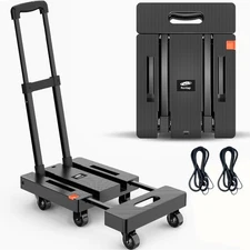 Folding Hand Truck, Foldable Moving Dolly Cart with Wheels 500lbs Heavy Duty ...