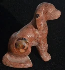 MEXICAN NATURAL MATRIX MULTI-COLOR FIRE OPAL DOGGY STONE CARVED DECO FIGURINE
