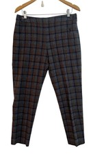 Vintage Pendleton Women's Trousers Sz 8 Brown Blue Windowpane 100 Wool EUC