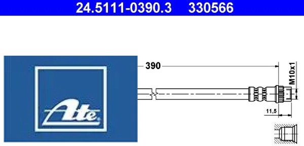 ATE 24.5111-0390.3 Bremsschlauch Vorderachse Vorne FüR Renault-image