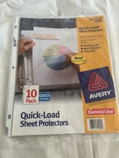 Avery Quick-Load Sheet Protectors Diamond Clear 10 pack NIP for 3 Ring Binders