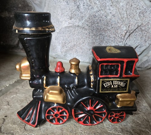 Vintage Ezra Brooks Kentucky Bourbon Whisky Bottle Train Locomotive Decanter
