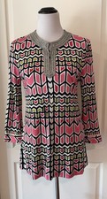 Tory Burch Women's 100% Silk Knit Tunic Top Multi Color Beaded Color Sz M