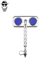 1x ORIGINAL LOWRIDER Rectangle Bike Mirror Double Square Twist Blue Reflectors.