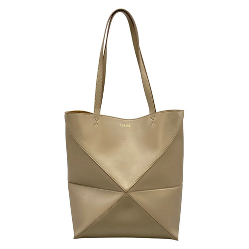 Used LOEWE Puzzle Fold Tote Medium Tote Bag Foldable Gray Beige