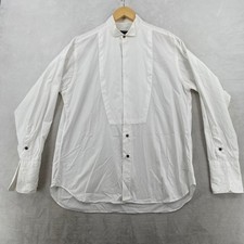 Burberry London White Pleated Front Tuxedo Shirt Mens 16 34 Made in USA