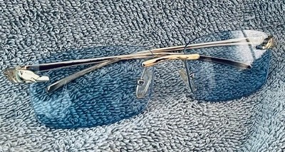 Cartier Rimless Gradient BLUE Gold Panther Sunglasses CT0061O 130 mm