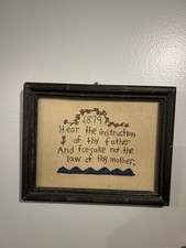 Vintage 1879 Framed Embroidery Needlework