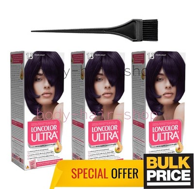 Loncolor Ultra Purple Black 1.3 Hair Color Cream Intense Deep Shade Bulk 3er ...