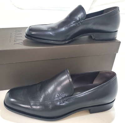 BALLY Washington Kangaroo Leather Dress Loafers Shoes Black Men's Size 6 D