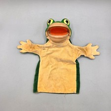 Vintage Steiff Froggy Frog Hand Puppet Vinyl Head Velvet Plush ID Button 1960s