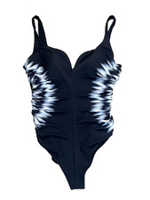 VINTAGE MIRACLESUIT BLACK V NECK ONE-PIECE TANK SWIMMING SUIT SWIMSUIT WOMEN 12