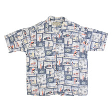 Camicia Hawaiian Vintage PALM ISLAND Da Uomo Blu Anni '90 Con Motivo Pazzo XL