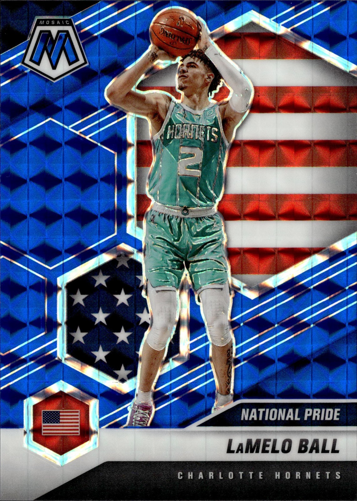 2020-21 Panini Mosaic Lamelo Ball Blue National Pride Rookie /99 #257