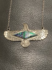 Navajo jewelry- Sterling Silver Turquoise Stone Ring, Eagle Necklace Included