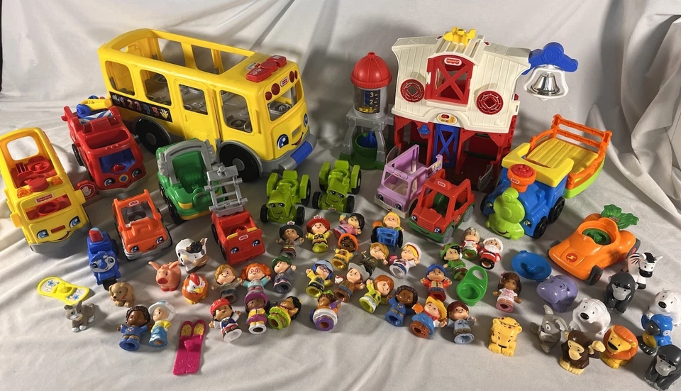 Huge Lot - Little People Toys Figurines Trucks Bus Fire 61 Pieces School Toddler - Image 3 of 4