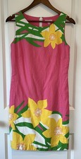 Retro 70 s Inspired Lilly Pulitzer Women's Floral Sleeveless Sheath Dress CC216