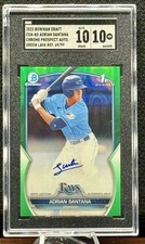 Adrian Santana 2023 Bowman Chrome Rookie Green Lava Refractor Auto 69/99 SGC 10