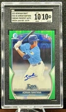 Adrian Santana 2023 Bowman Chrome Rookie Green Lava Refractor Auto 69/99 SGC 10