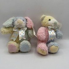 First  Main Nubby Baby Plush Set 2 Small Pastel Bear Bunny with Tags