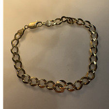 9ct Yellow Gold Curb Link Chain Bracelet 20cm Lobster Clasp No Stone. Not Scrap 