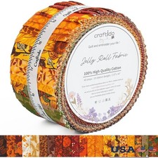 20 Prints Jelly Roll Cotton Fabric Set 40 Strips Pre-Cut Quilting Craft Sewing