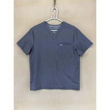 FIGS Leon Technical Collection Scrub Top Men's Medium Gray V-Neck Chest Pocket