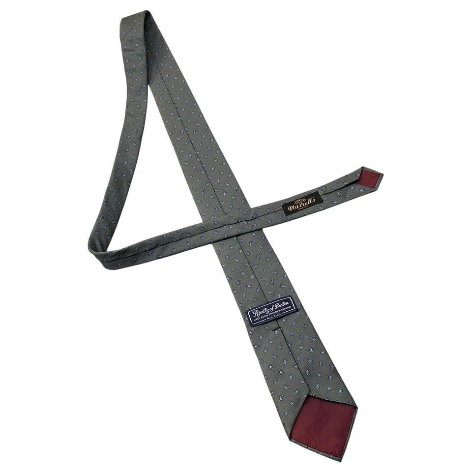Corbata Rivetz of Boston Para Hombre Seda Estampado Paisley Bloque a Mano Hecha en Inglaterra Clásica Foto 3 de 4