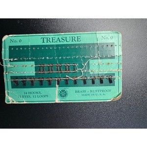 Vintage Treasure Rustproof Brass Hooks Eyes 24 Set Black USA