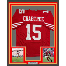 Framed Autographed/Signed Michael Crabtree 35x39 San Francisco Jersey BAS COA