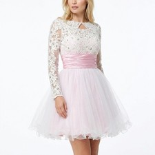 Sherri Hill Floral Lace Beaded Sequin Tulle Short Dress Women Size 00