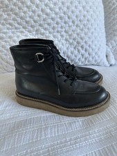 Stivaletti stringati Kin John Lewis in pelle nera taglia 39 UK 6 suola in gomma 