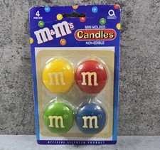 Vintage M&M Candles Cake Topper Birthday Decor Non-Edible Set of 4 NOS Sealed 