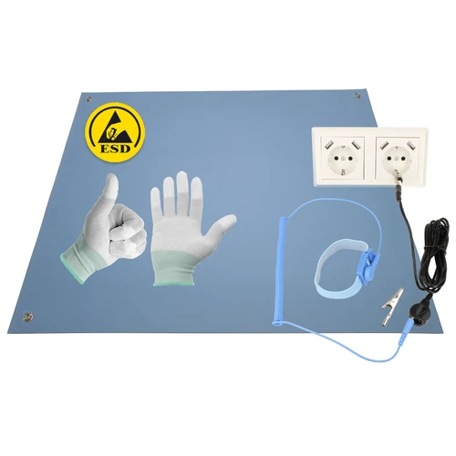 Minadax ESD Antistatik-Matte 80 x 30cm inkl. Manschette Verlängerung Handschuhe