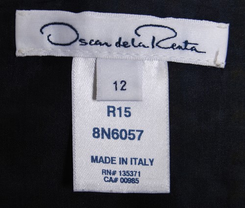 Oscar de la Renta Women Blue White Dress Suit Cotton Blend Lined Cardigan Sz M/L - Picture 12 of 12