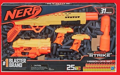 NEW NERF ALPHA STRIKE MISSION OPS SET 4 BLASTERS 2 TARGETS 25 DARTS - 31 PCS