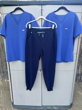 FIGS Technical LOT OF 3 Women  s Scrub Catarina Top  Zamora Jogger Sz L in Blue