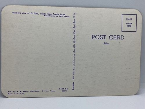 Postcard Aerial View Birdseye El Paso Texas TX H283 - Picture 2 of 2