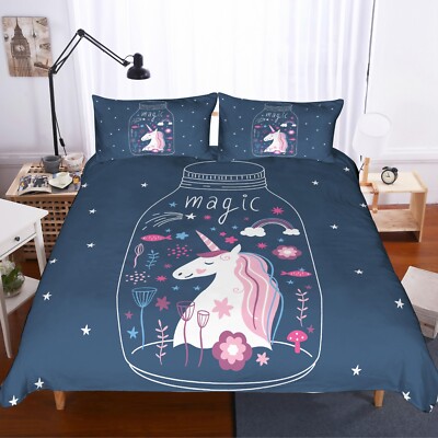 3D Unicorn Bottle Floral Fish Color Quilt Cover Set Bedding Sets Pillowcases 64